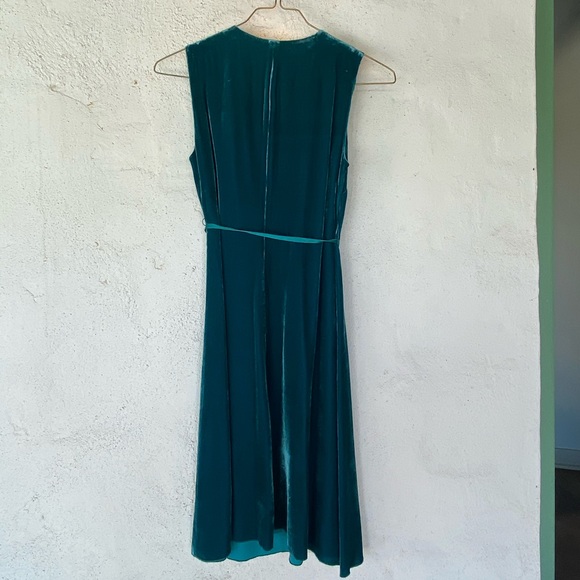 Beth Bowley 2pc blue velvet silk lined dress w/faux 🐆 coat - Picture 3 of 13